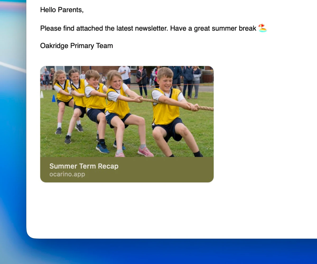 An issue link arriving in a school email